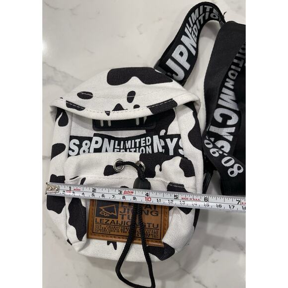MCYS&JPN Limited Edition Butterfly Sling Crossbody Bag Black White Cow Print - Picture 4 of 5